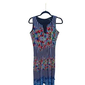 Alberto Makali Blue and White Sleeveless Midi Sundress
